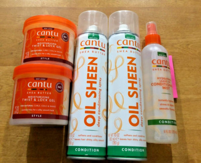 5 Cantu Shea Butter assorted conditioning spray, gel & conditioning mist