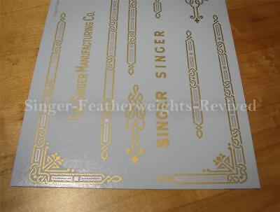 SINGER FEATHERWEIGHT GOLD W/SILVER INLAY **PRE TRIMMED** DECALS / SCREEN PRINTED