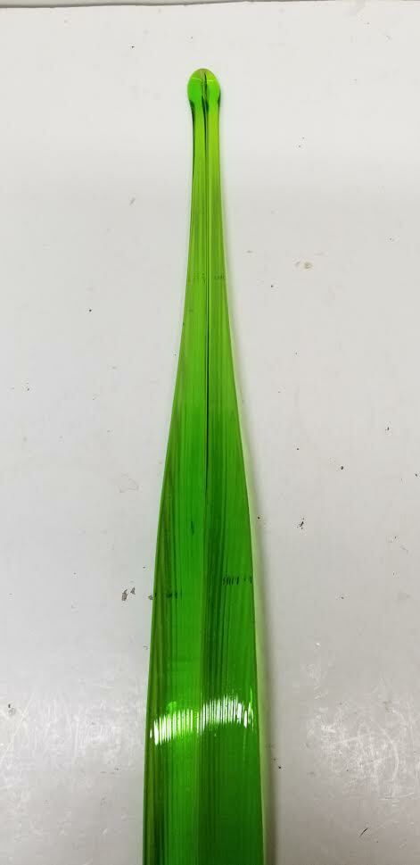 MURANO ART STYLE GREEN LEAF BLADE STEM LONG STEM GLASS FLOWER 19 1/2