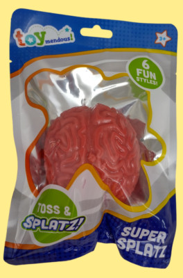 Squishy Brain Splat Sqeeze Toy Super Splatz Squeezable Toss Toymendous Ball 3+