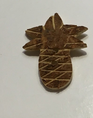 Vintage Realistic Carved Coconut PINEAPPLE Button 1 3/8”