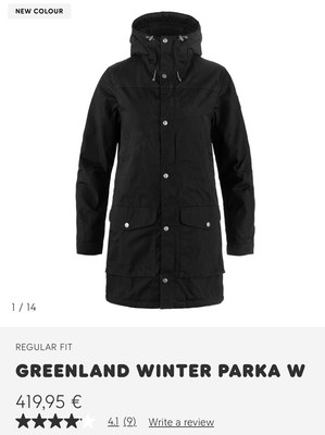 FJALLRAVEN Women Greenland Winter Parka W Black Jacket Coat Small $420 CLEAN  