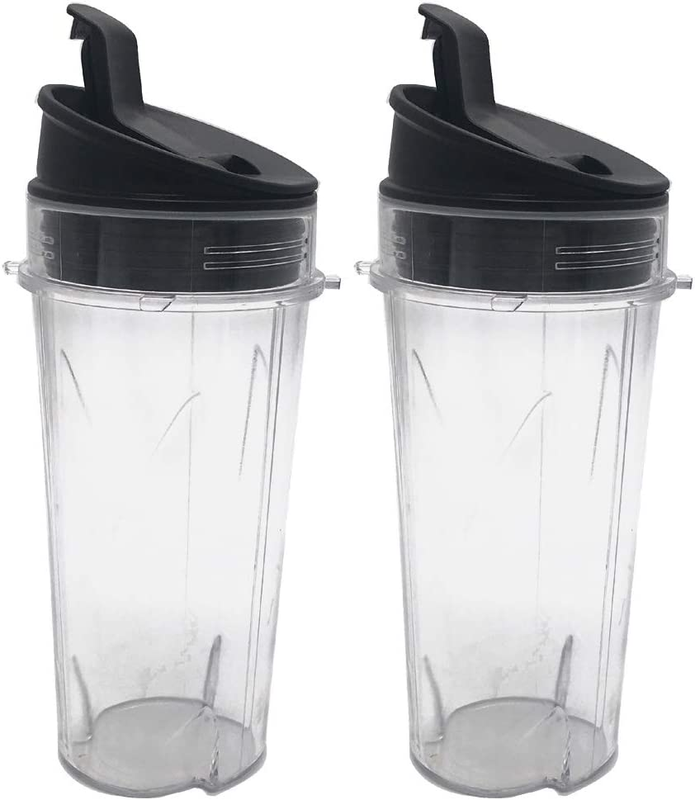 Two Pack 16-Ounce (16 Oz.) Cup with Sip & Seal Lid Fit for Nutri Ninja Blender S