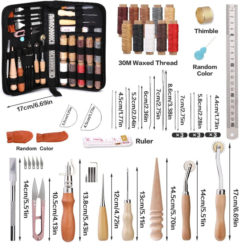 Leather Working Tools, Leather Craft Tools and Supplies with Waxed Thread Punch