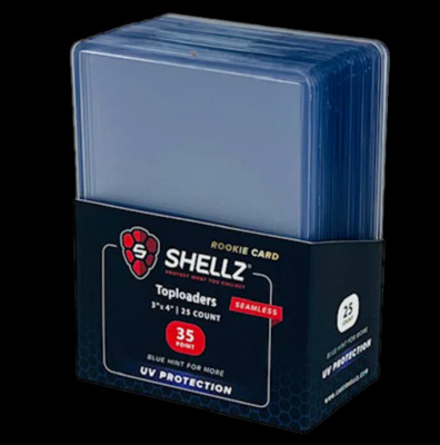 SHELLZ 35PT ''ROOKIE CARD'' Gold Print PREMIUM Single Frame UV Toploader 25ct Pack
