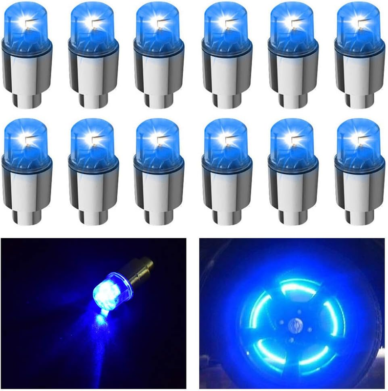 Luces LED Para Ruedas Lampara De Flash Para Valvula De Neumatico Azul 12 Piezas