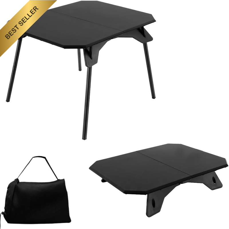 Folding Camping Table - Aluminum Legs, 2-Panel ABS Top, Hi/Lo Height