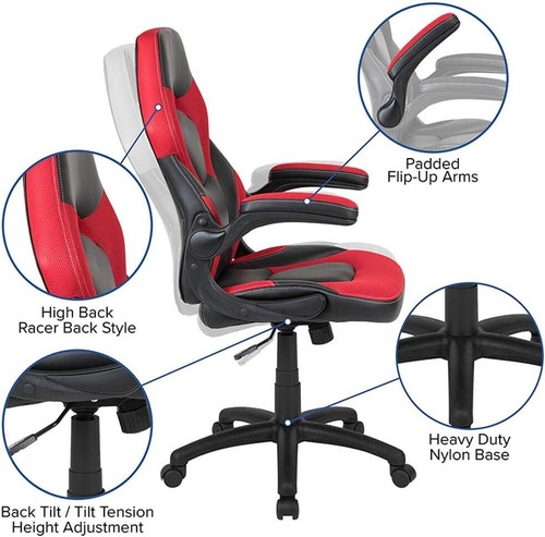 Pre-owned Flash Furniture X10 Gaming Chair Racing Office Ergonomic Computer Pc X10, Red