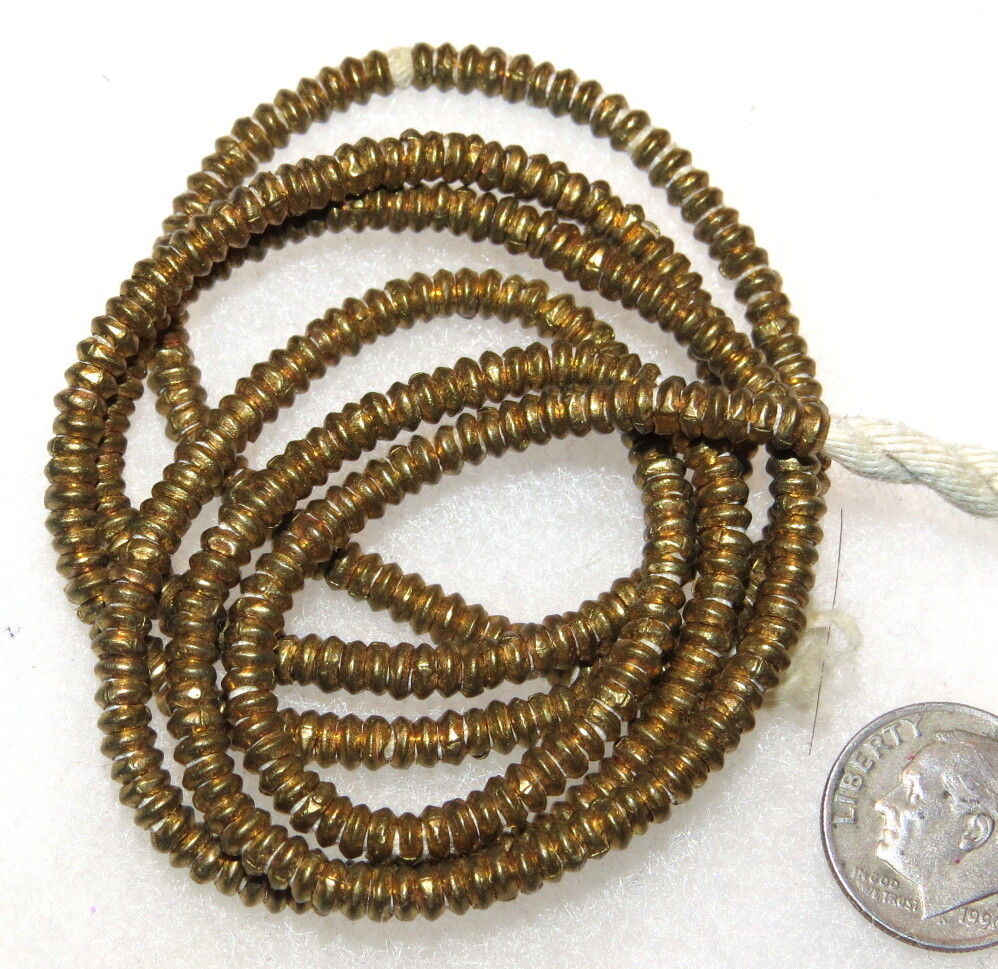 African Trade Beads Brass Tiny Round Strand 29