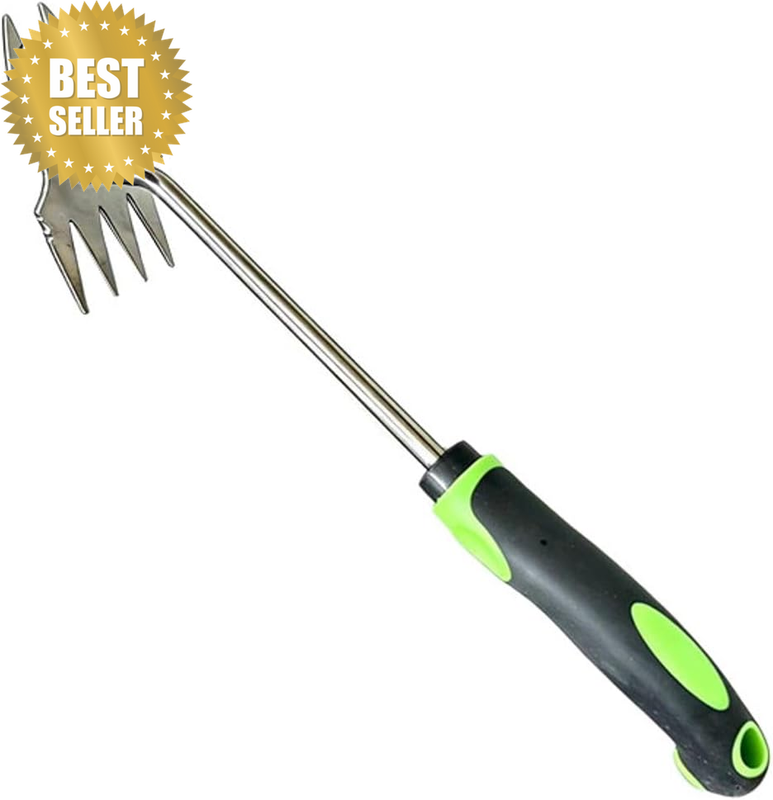 Stainless Steel Weeding Claw Garden Hand Weeder 4 Tine Rake Root Puller Digging