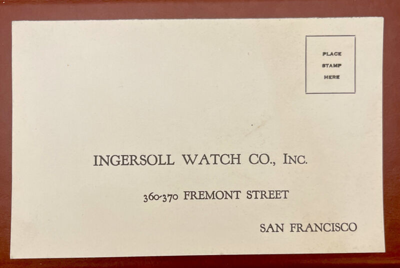 Vintage INGERSOLL WATCH CO. , Inc Order Card Dealers Price Schedule