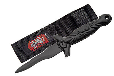 Deadly Kris Blade Spider Dagger Boot Knife - Black w/ Nylon Sheath