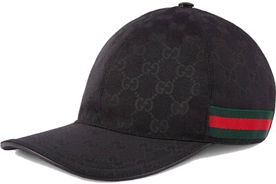 GUCCI BLACK GG GUCCISSIMA CANVAS WEB BASEBALL CAP HAT