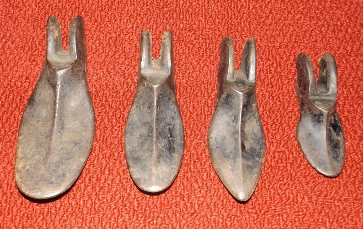 OLD VTG ANTIQUE CAST IRON SHOE FORM COBBLER SHOEMAKER TOOL MOLD FOOT LOT OF 4