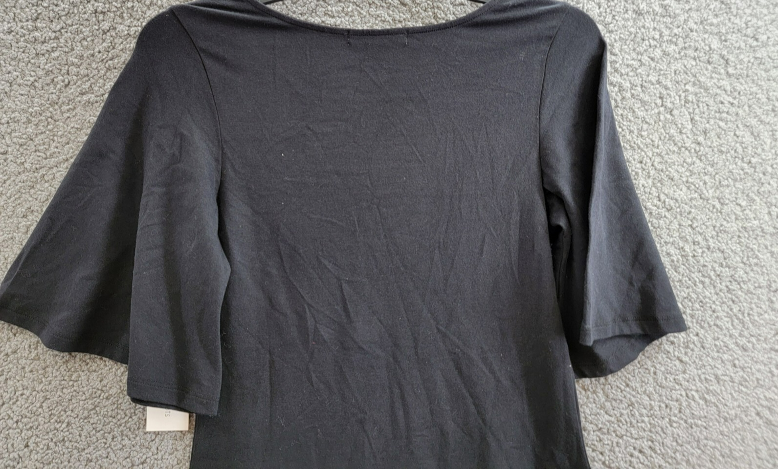 Three Dots Scoop Neck Dress Women's XS Black Solid Quarter Sleeve Pullover - Picture 11 of 16