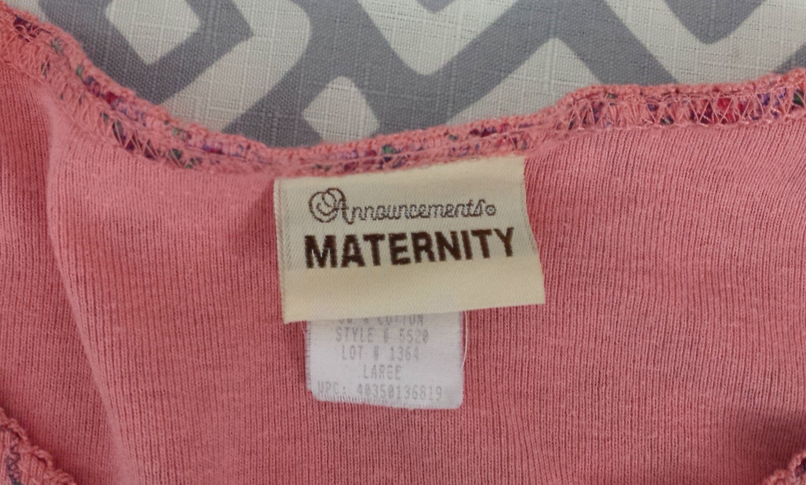 Womens Announcements Maternity Top Short Sleeve Pink Floral Blouse Size Large L