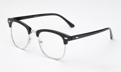 80's Vintage Reading Glasses Quality Classic Horned Rim Half Frame Clear Lens 