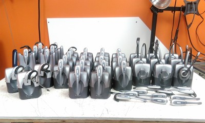 Lot of 36 Defective Plantronics Base Stations & 45x Wireless Headsets AS-IS