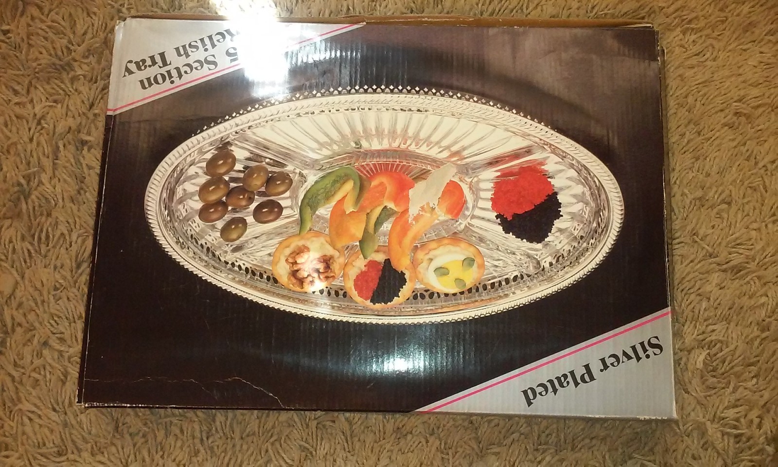 SILVER PLATED 5 Section Relish Tray Oval Silver Plated Gallery Tray New OLD STOC