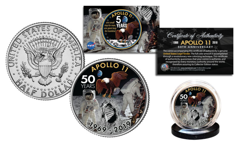 APOLLO 11 50th Anniversary Man on Moon Genuine JFK Kennedy Half Dollar US Coin