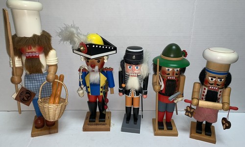 5 Steinbach Signed Erzgebirge Holzkunst Christian Vintage Nutcrackers