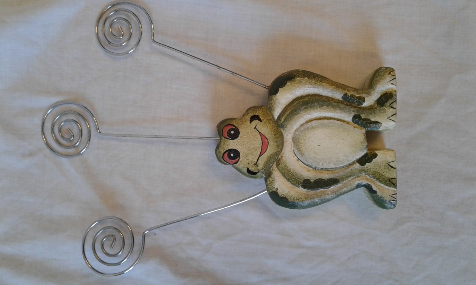 Wooden Frog Picture Recipe Memo Holder Business Card Display FREE SHIPPING