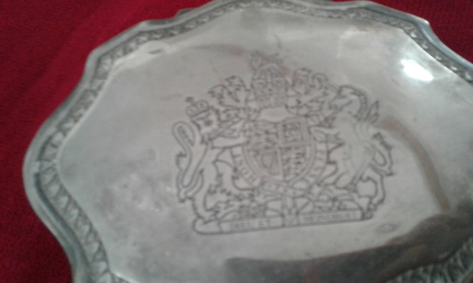 Vintage Silver Plated Jewelry Box British Royal Coat of Arms Lion Head Legs