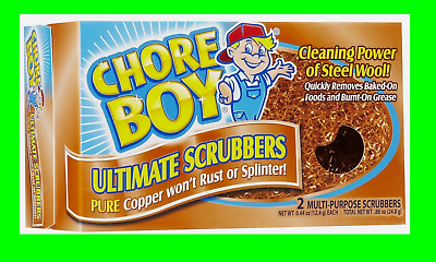 2pk CHORE BOY Copper Scrubbers Scorring Sponges Cleaning Kitch...