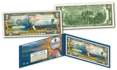 VERMONT Genuine Legal Tender $2 Bill USA Honoring America's 50 States