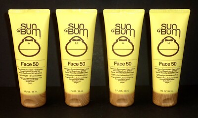 Sun Bum SPF 50 Sunscreen Face Lotion Vegan Reef Octinoxate (4 Pack) BB: 08/2024