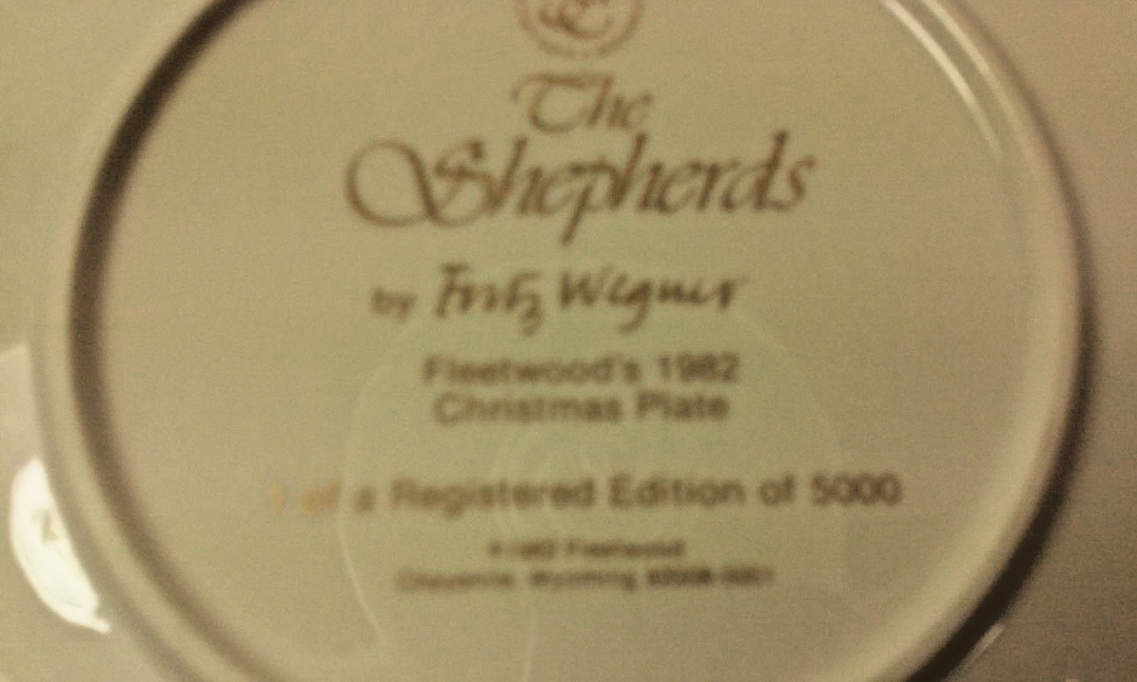 1982 FLEETWOOD COLLECTION ANNUAL CHRISTMAS PLATE FRITZ WEGNER 
