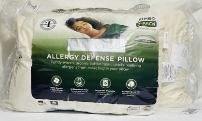 Allerease Naturals Organic Cotton Cover Pillow Jumbo 2 Pack Standard