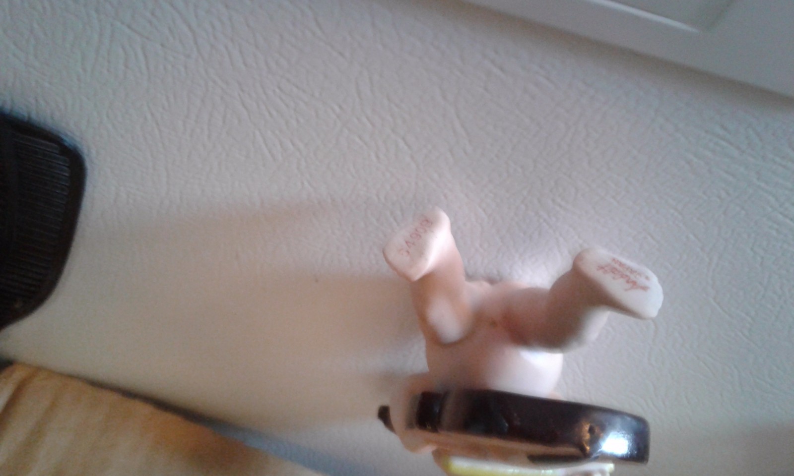 VINTAGE BISQUE ARDALT BLUE WINGED KEWPIE PLAYING BASS CELLO 6490D MARKED #6490C