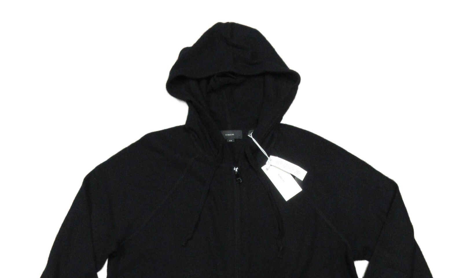 Pre-owned Vince Men's Black Wool Cashmere Full Zip Hooded Sweater $425