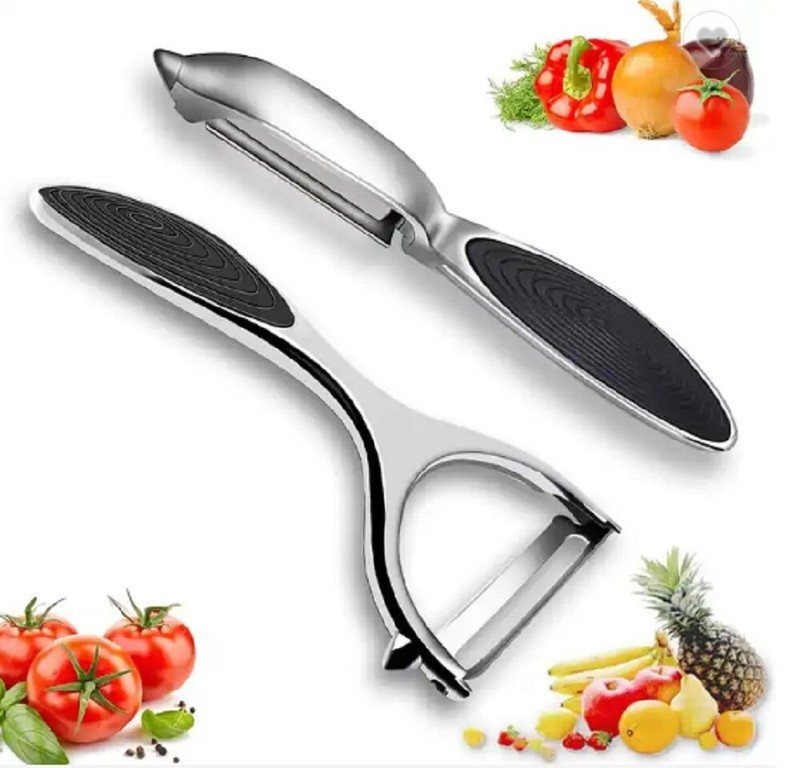 2 Stainless Steel Vegetable & Fruit Peeler Set - Non-Slip Handle Potato Peeler