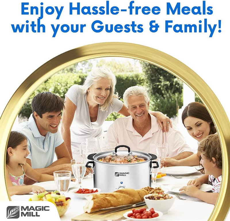Extra Large 10 Quart Slow Cooker with Metal Searing Pot & Transparent Tempered G