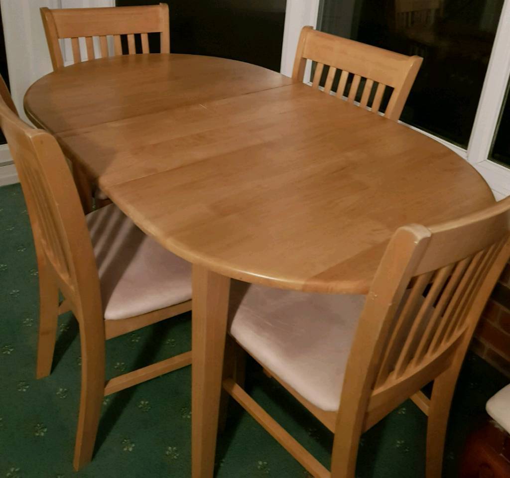 Solid Oak Extendable Dining Table 4 Chairs Extending Dinner Furniture