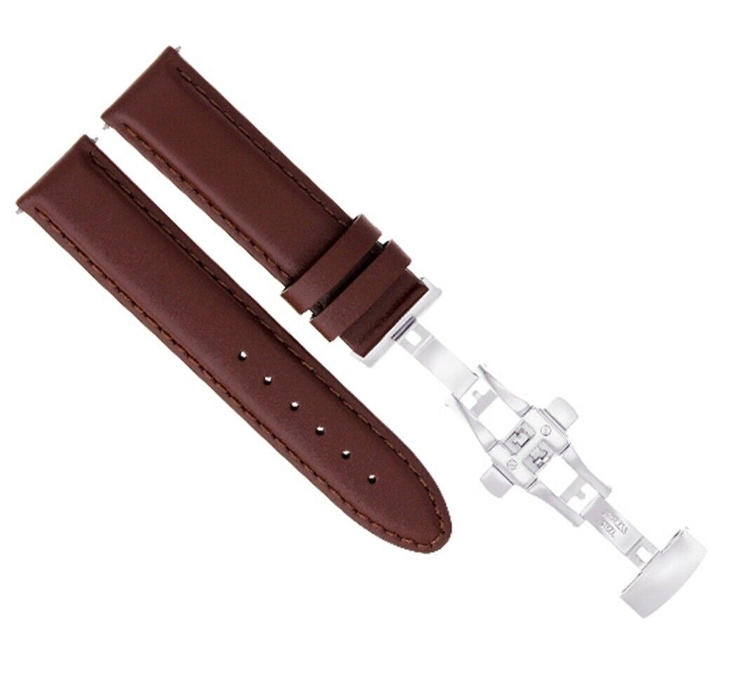 22MM GENUINE LEATHER WATCH BAND SMOOTH STRAP DEPLOYMENT FOR IWC LIGHT BROWN