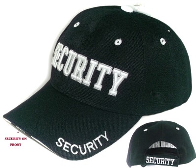 New Black SECURITY 3D Embroidered Adjustable Vented Baseball Hat Ball Cap BOXED