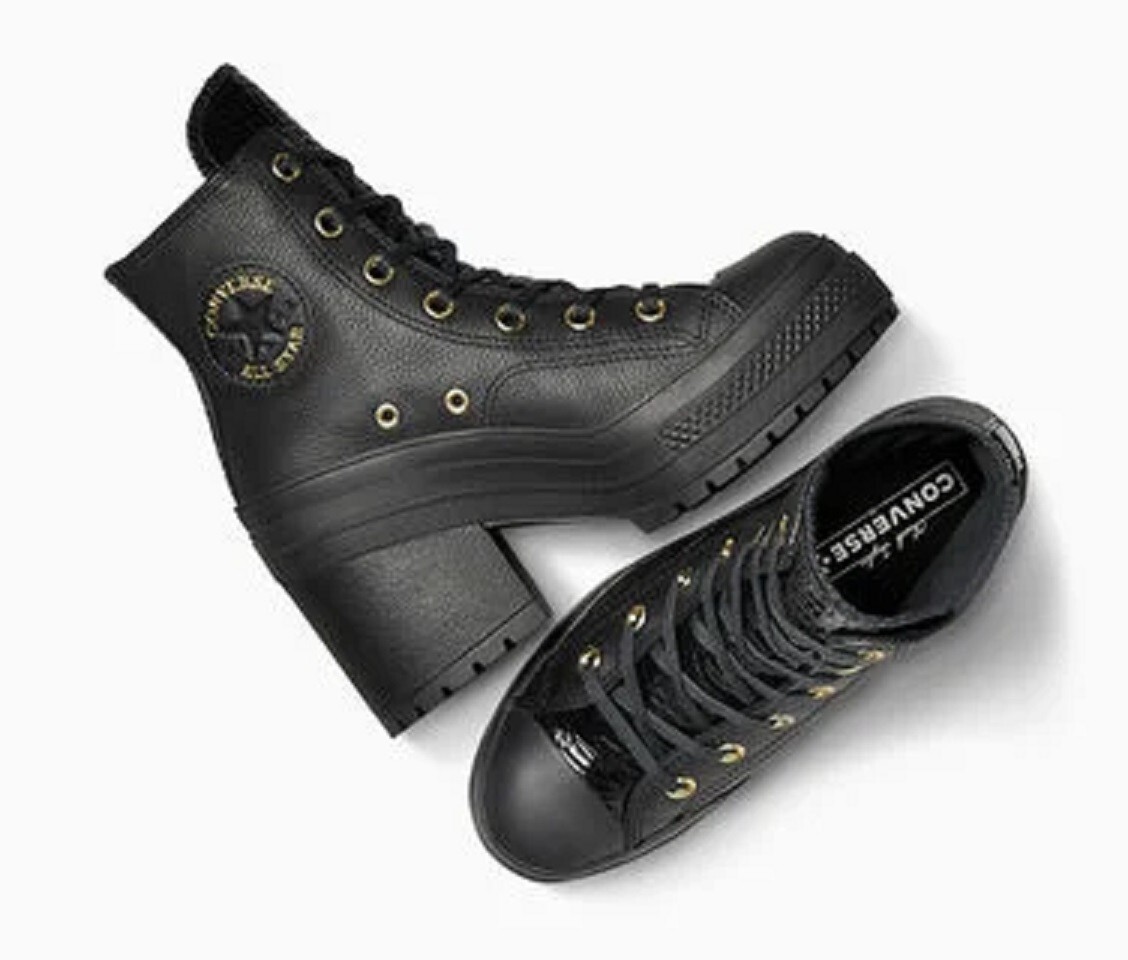 Pre-owned Converse Women's Chuck 70 De Luxe Heel Premium Black Leather Ortholite Insole