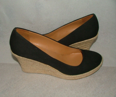 NEW WOB J.CREW ESPADRILLAS WEDGE SIZE 9 B BLACK SOLID #485