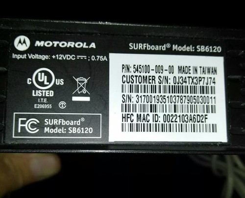 Motorola Arris SURFboard SB6120 Broadband Cable Modem Docsis 3.0