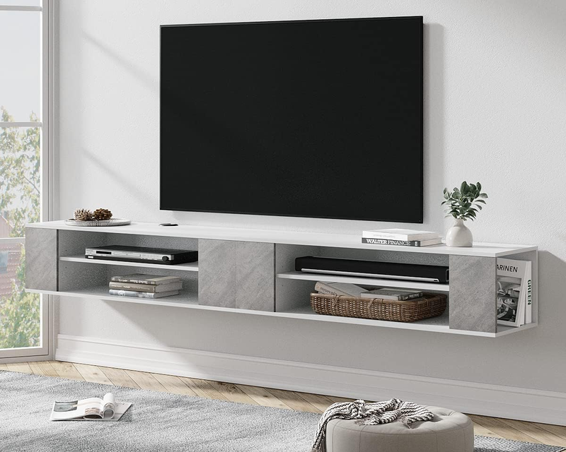 79 Inch Floating TV Stand for 65+ Inch Tvs, Wall Mounted Shelf Entertainment Cen