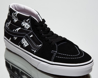 Vans Sk8-Mid Мужские и женские черные белые кроссовки Skate Lifestyle унисекс скидки