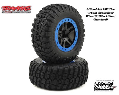Traxxas BFGoodrich KM2 Tire w/Split-Spoke Rear Wheel Black/Blue Standard 5883A