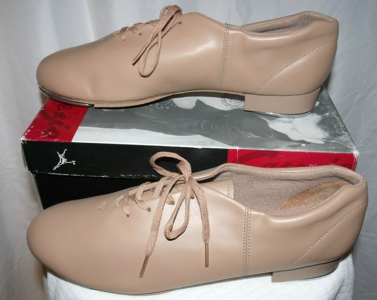 Nwb Size 14 Womens Capezio CG17 Beige Lace-up Tap Shoe
