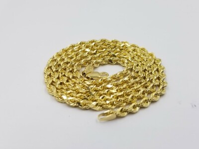 Pre-owned My Elite Jeweler 3mm Solid 10k Yellow Gold Rope Chain 16"-26" Inch Heavy Necklace Men Women Real