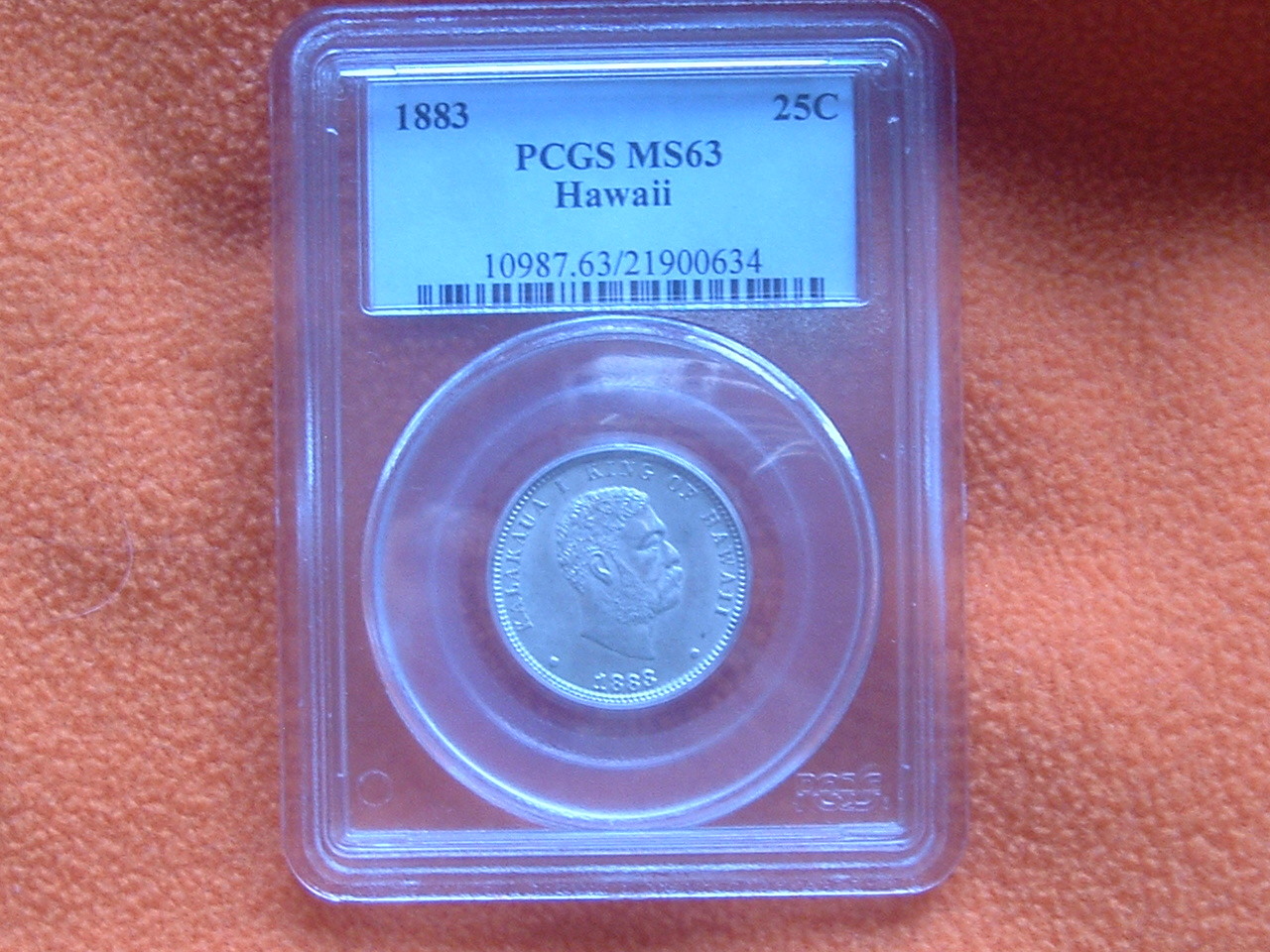 1883 Silver Quarter, Hawaii. PCGS MS63.