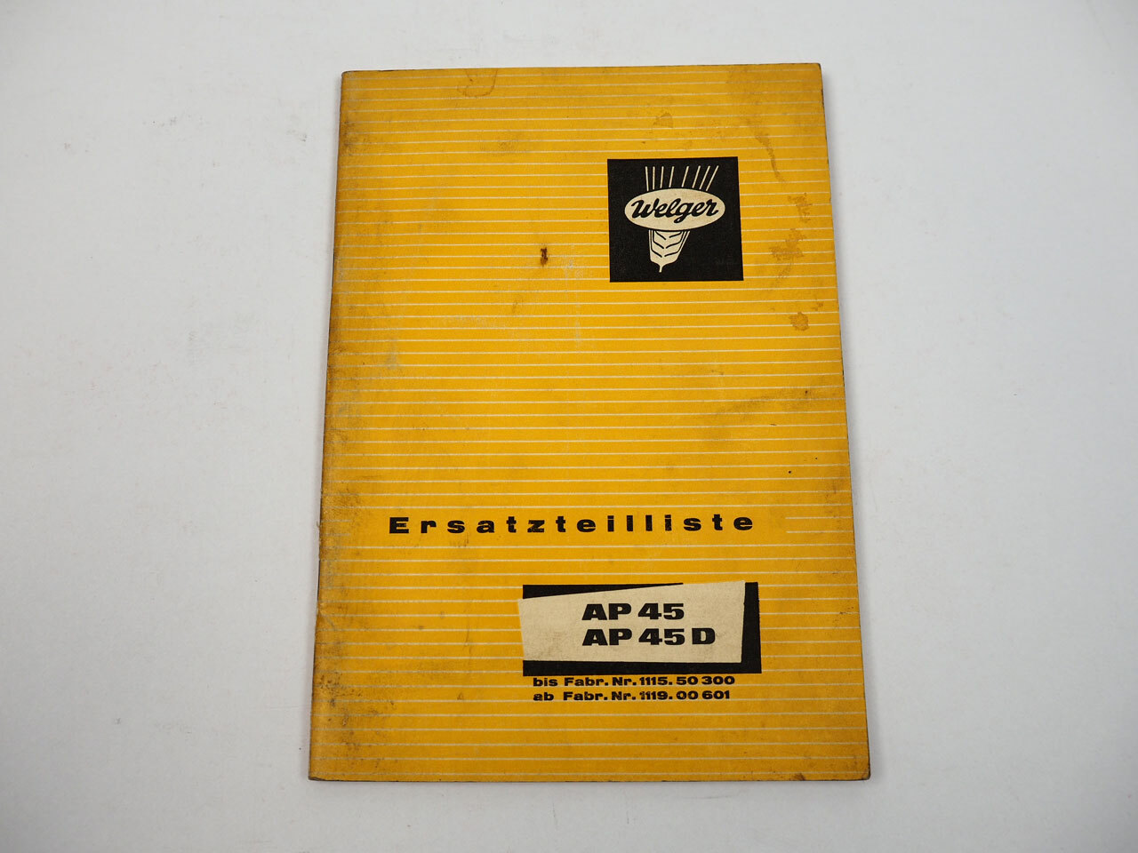 Welger AP45 AP45D Aufsammelpresse Ersatzteilliste Ersatzteilkatalog 1969