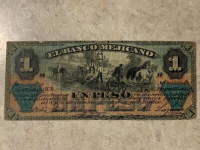1878 Mexico  Peso El Banco Mejicano Pick# S-145 Several Pin Holes SKU#34834